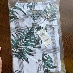INC International Concepts Green Leaf Print Shirt